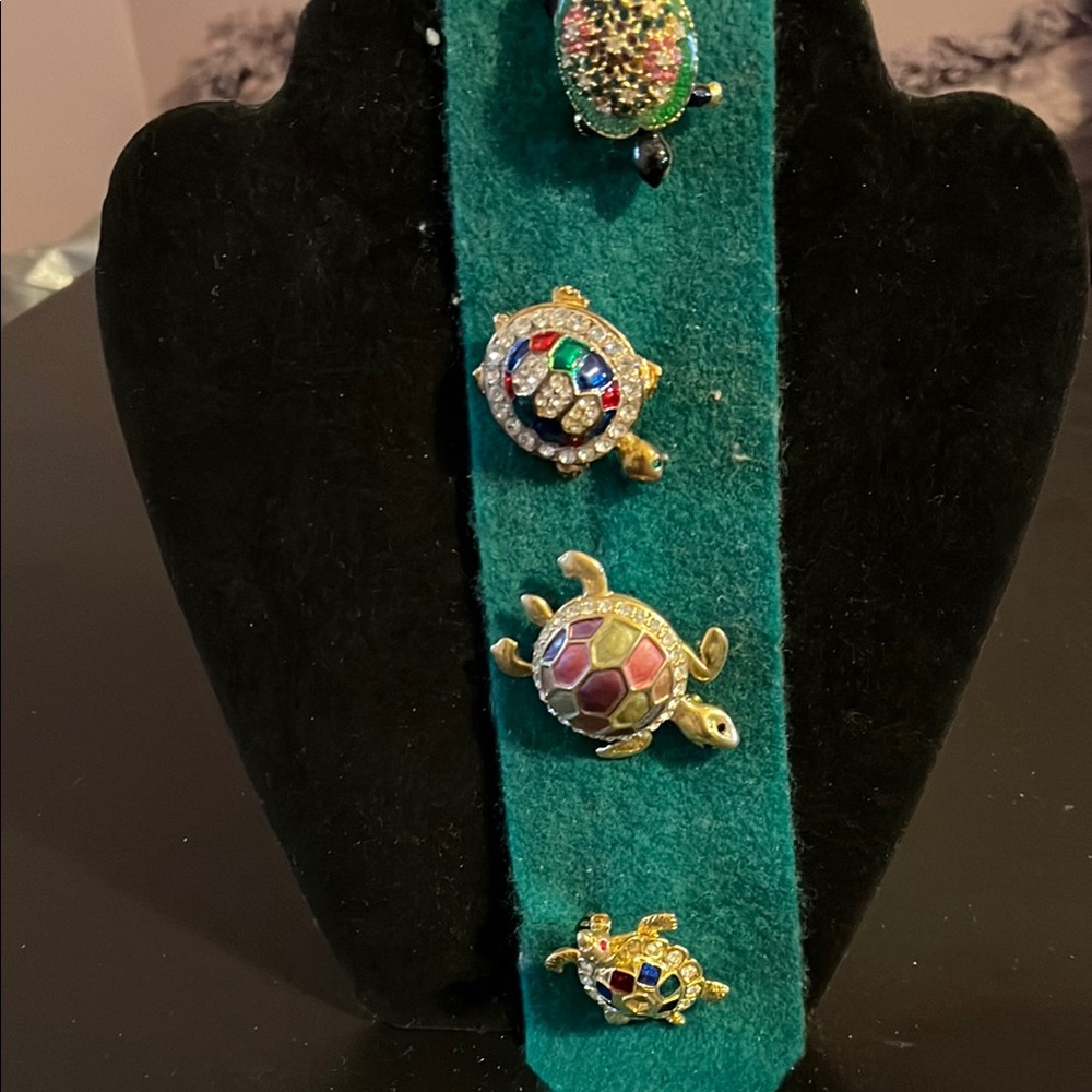 Colorful Turtle Brooch Set